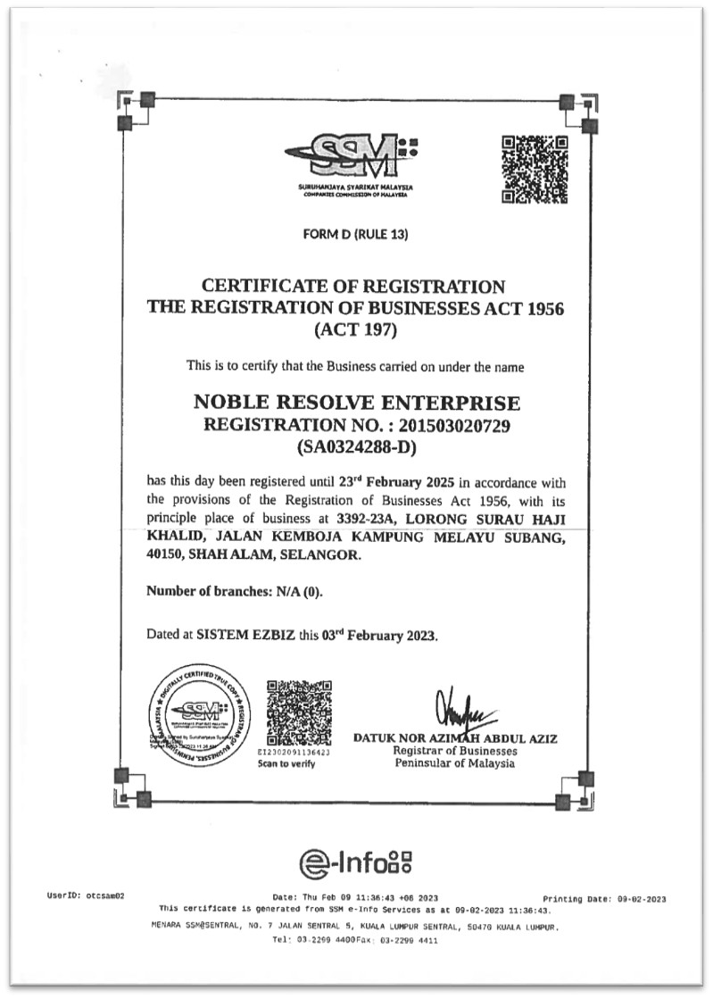 SSM Certificate Of Registration